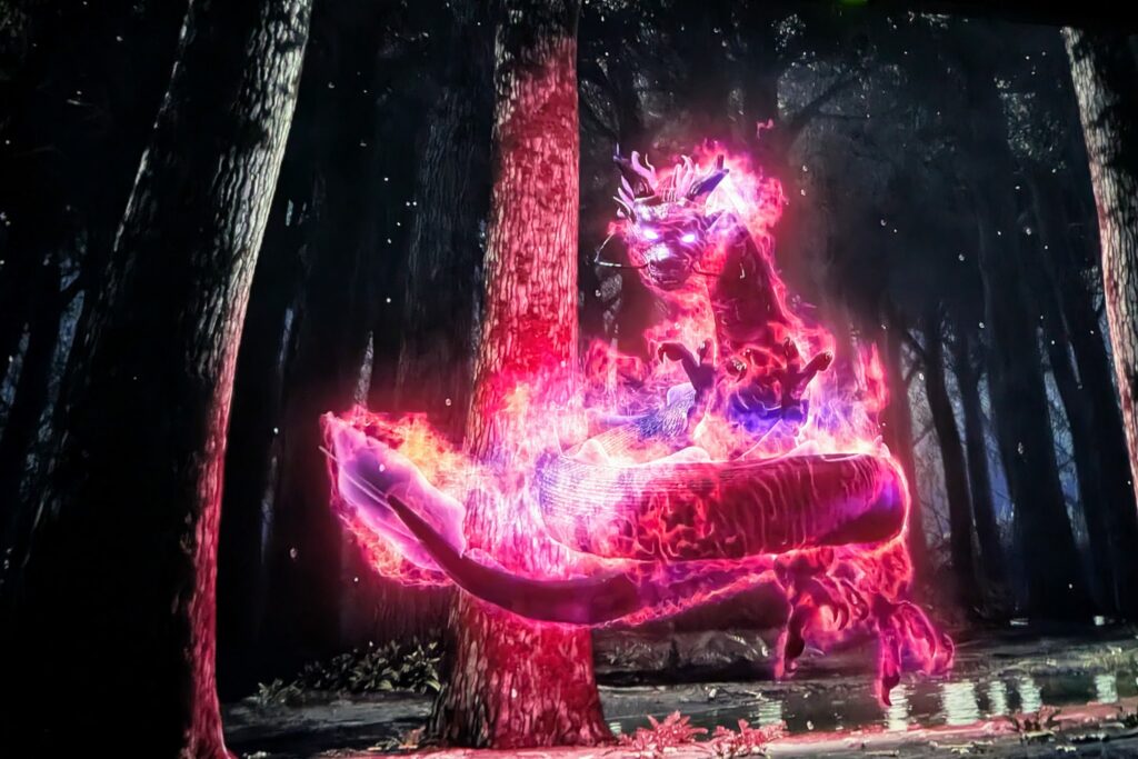 Fiery dragon projection display at Arte Museum Las Vegas.